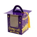 Purple graduation cap cupcake box with yellow tassel and transparent display window - Purple