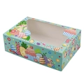 Light blue Easter gift box with rabbit and egg patterns and a clear display window - Easter Window Style / Mint Green