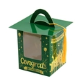 Dark green graduation cap cupcake box with window and tassel for party favors - Green