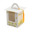 White graduation cupcake box with mortarboard lid and orange tassel for party favors - White