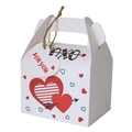 White kraft paper wedding favor box with red heart patterns and 'FOR YOU' gift tag - White Handheld Box / White (Heart Arrow)