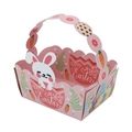 Ostergeschenkkorb aus Papier in Rosa mit Osterhase-Motiv und gewelltem Griff für Kinder - Rosa Blumenkorb
