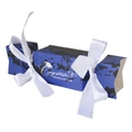 Navy blue graduation candy box with white ribbon and graduation cap graphic - Blue