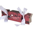 Candy-shaped graduation gift box with red and black pattern and white silk ribbons - Red