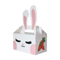 Weiße Osterhasen-Geschenkbox mit rosa Ohren und Karottenmotiven für Süßigkeiten - Weiß
