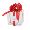 Clear 2.1-inch square cake box with red silk ribbon and artificial flower decoration - Red Decorations