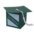 Dark green graduation cap candy box with white tassel and Congrats printing - Green