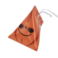 Caja de regalo naranja triangular Halloween con cara de calabaza con gafas y cinta blanca - Estilo Calabaza Naranja