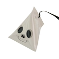 Caja de dulces triangular blanca de Halloween con diseño de calavera y cordón negro - Estilo Esqueleto Beige
