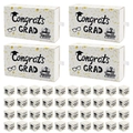 Graduation gift box set with Congrats Grad text and golden balloon illustrations - White