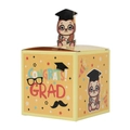 Yellow graduation gift box with 3D sloth cartoon design and Congrats Grad text - 3D Sloth - Yellow Box