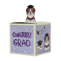 Purple graduation gift box with 3D cartoon dog and Congrats Grad lettering - 3D Dog - Purple Box
