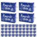Blue graduation drawer gift box set with Congrats Grad print and white ribbons - Dark Blue