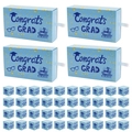Blue Congrats Grad graduation pull-out gift box set with golden balloon design and ribbons - Light Blue