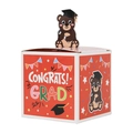 Red 3D graduation gift box featuring a cute bear wearing a mortarboard cap - 3D Bear - Red Box