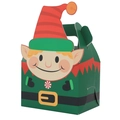 Christmas gift box in green with elf character print and convenient handle - Green Elf