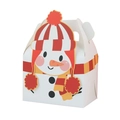 Christmas gift box with snowman illustration and handle for candies and muffins - White Snowman