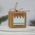 Kraft paper candy box with crown cutout and Little Prince text for baby showers - Prince Style / Kraft Paper Color