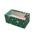 Deep green Christmas muffin box with festive tree prints and clear PVC window - Small Green (Christmas Tree)