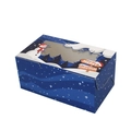 Blue Christmas cupcake box with snowman print and clear window for festive treats - Small Blue (Snowman)