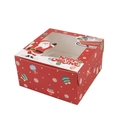 Red Christmas muffin box with PVC window featuring festive Santa Claus graphics - Medium Red (Santa Claus)
