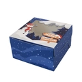 Blue Christmas cupcake box with window and snowman pattern for holiday muffins - Medium Blue (Snowman)