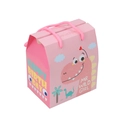 Caja regalo de dinosaurio rosa con asa para dulces de fiesta de cumpleaños de bebé - Pequeño / Rosa