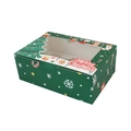 Dark green 12-hole Christmas muffin box with transparent window and holiday patterns - Large Green (Christmas Tree)