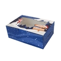 Blue Christmas cupcake box with window and snowman illustration for festive treats - Large Blue (Snowman)