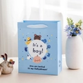 Light blue 'It's a boy' baby shower gift bag with cartoon bear and ribbon handle - Blue Handbag