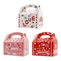 European Valentine's Day paper gift boxes with LOVE heart prints and handle set - Pink White And Red Assorted Style