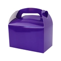 Purple cardboard gift box with handle and glossy finish for wedding party favors - Purple