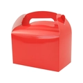 Bright red gable gift box with integrated handle for party favors and events - Red