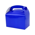 Glossy blue gable gift box with integrated handle for party candy favors and treats - Dark Blue