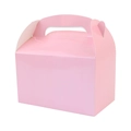 Pink matte paper gift box with integrated handle and heart-shaped interlocking closure - Pink