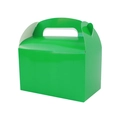 Glossy lime green gift box with curved handle for party favors and candies - Green