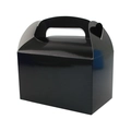 Glossy black paper gable gift box with handle for party favors and candy packaging - Black