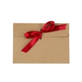 Brown kraft paper envelope featuring a luxury deep red satin ribbon and bow accent - Kraft Envelope With Burgundy Ribbon
