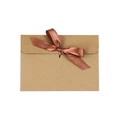 Brown kraft paper envelope with decorative chocolate brown satin ribbon bow tie - Kraft Envelope With Coffee Ribbon
