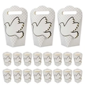 White wedding candy box featuring a gold foil dove and elegant portable handle design - Gold Border Dove Baptism Box
