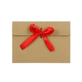 Brown kraft paper envelope featuring a festive red ribbon bow for gift cards and greetings - Kraft Envelope With Red Ribbon
