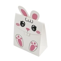 White rabbit easter candy box with 3D ears and cute cartoon face for party gifts - Pink Open Eyes Rabbit