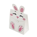 Easter bunny treat box with 3D ears and pink pattern on premium white cardstock - Pink Squinting Rabbit