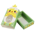 Easter drawer candy box featuring a 3D yellow chick and Happy Easter print - Green Chick