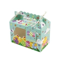 Boîte cadeau de Pâques vert menthe avec fenêtre nuage, étiquette poussin et imprimé - Rose bonbon