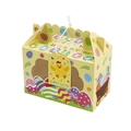 Boîte cadeau de Pâques jaune avec motifs de lapins, fenêtre et étiquette poussin - Jaune