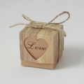 Vintage kraft paper favor box with wood grain, heart cutout, and Love text detail - Wood Grain Love