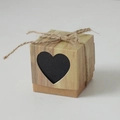 European style kraft paper candy box with heart-shaped cutout and wood grain lid - Wood Grain Black Heart Style