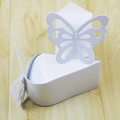 White laser cut butterfly candy boxes made of pearlescent paper for wedding gift packaging - Small / White