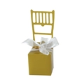 Scatola porta confetti creativa a forma di sedia dorata con nastro in organza bianca - Senza Accessori / Oro